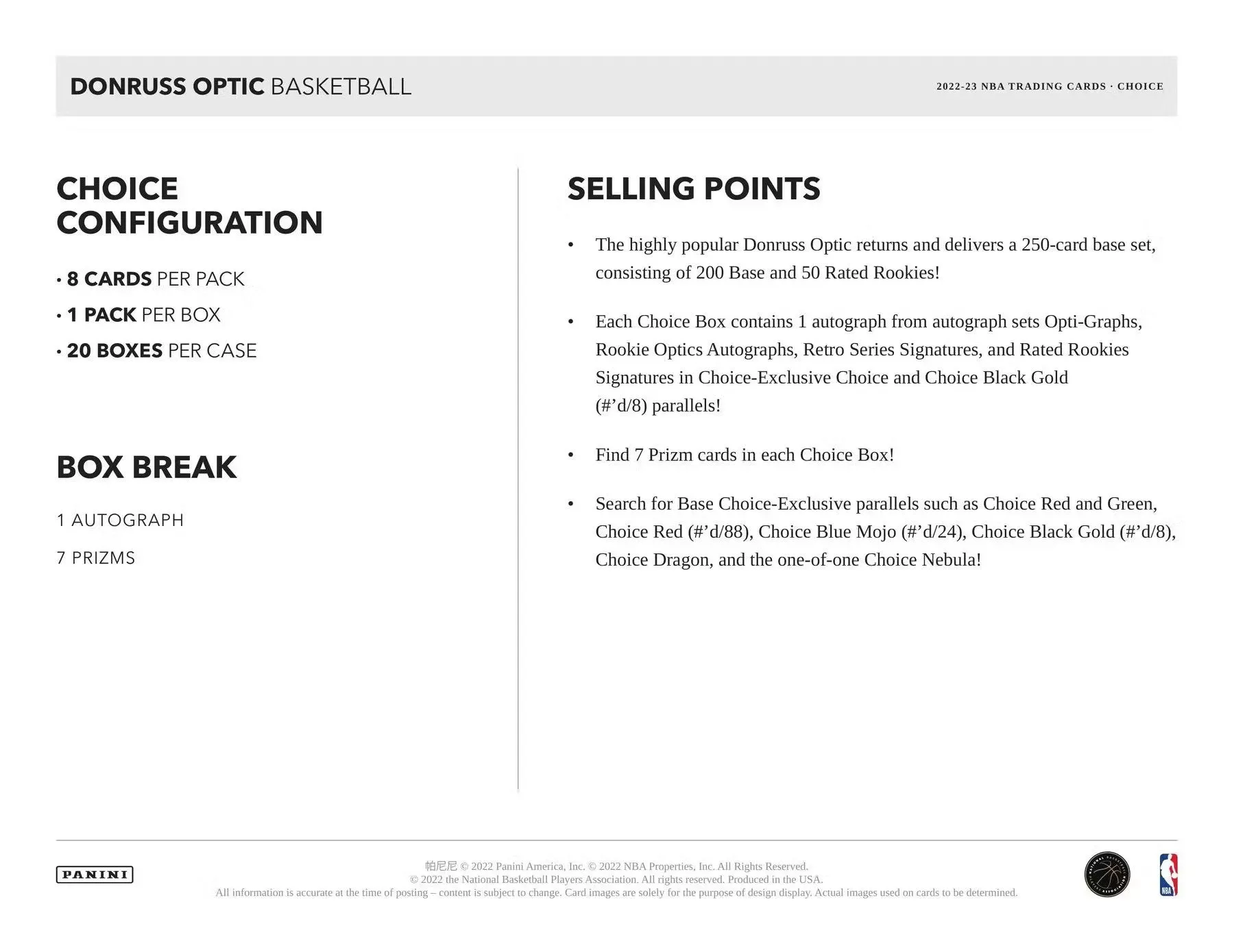 2022-23 Donruss Optic Choice NBA Basketball Box