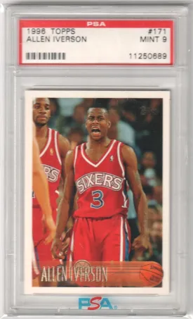 ALLEN IVERSON 1996-97 Topps RC Rookie #171 PSA 9 MINT - 76ERS