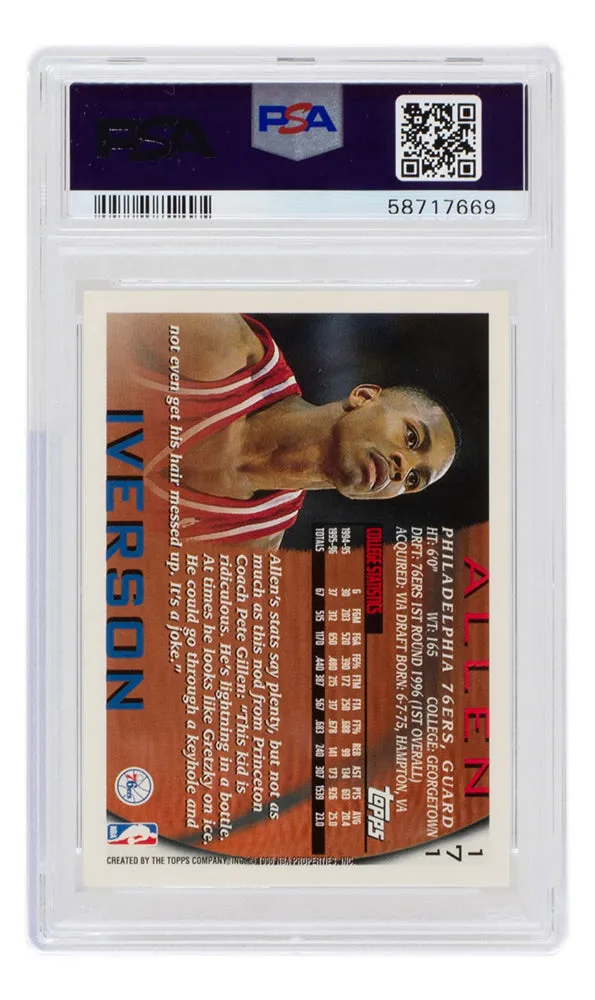 Allen Iverson 1996 Philadelphia 76ers Topps Card #171 PSA Mint 9