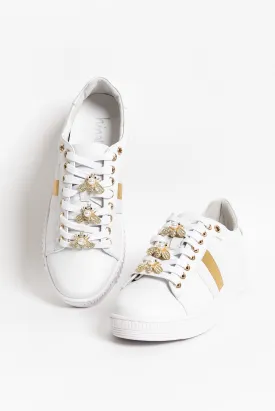 Bee White Stripe Leather Sneaker