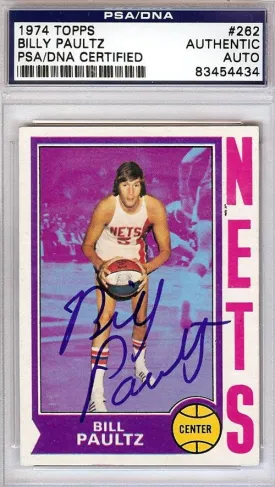 Billy Paultz Autographed 1974 Topps Card #262 New York Nets PSA/DNA #83454434