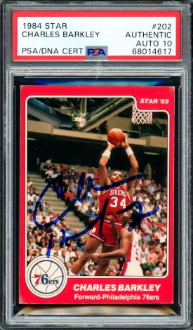 Charles Barkley Autographed 1984-85 Star Rookie Card #202 Philadelphia 76ers Auto Grade Gem Mint 10 PSA/DNA #68014617