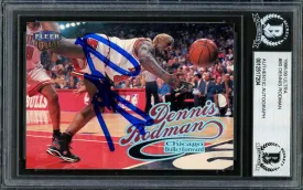 Dennis Rodman Autographed 1998-99 Fleer Ultra Card #80 Chicago Bulls Beckett BAS #12517204