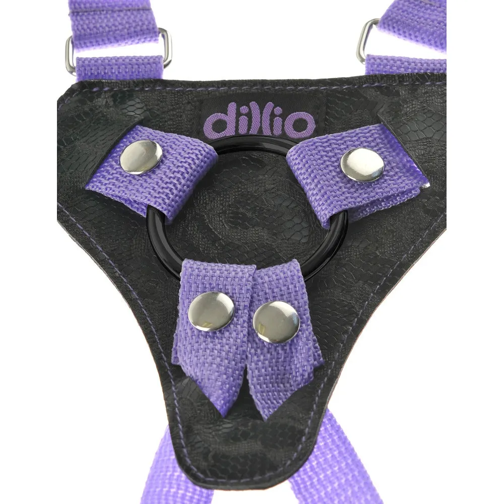 Dillio Strap-On Suspender Harness With Silicone 7 Inch Purple Do