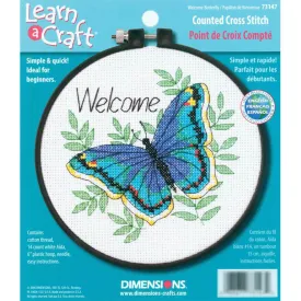 Dimensions/Learn-A-Craft Counted Cross Stitch Kit 6in Round Welcome Butterfly (14 Count)