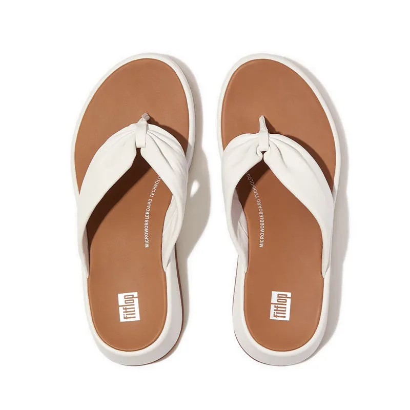 F-MODE LEATHER-TWIST FLATFORM TOE-POST SANDALS