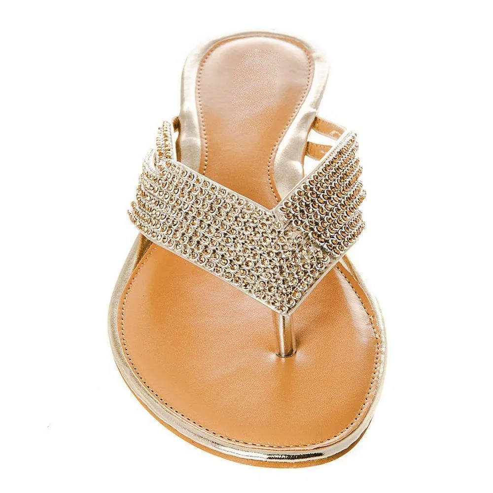 Flat Toe Post Diamante Sandal