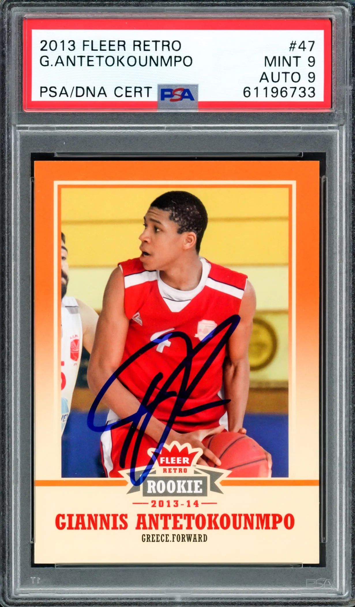 Giannis Antetokounmpo Autographed 2013 Fleer Retro Rookie Card #47 Milwaukee Bucks PSA 9 Auto Grade Mint 9 PSA/DNA #61196733