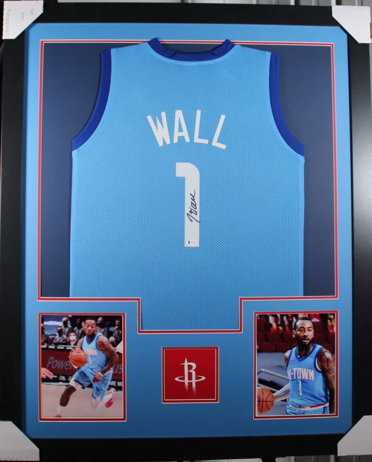 John Wall framed autographed blue jersey