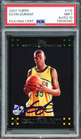 Kevin Durant Autographed 2007 Topps Rookie Card #112 Seattle Supersonics PSA 7 Auto Grade Gem Mint 10 PSA/DNA #73035340