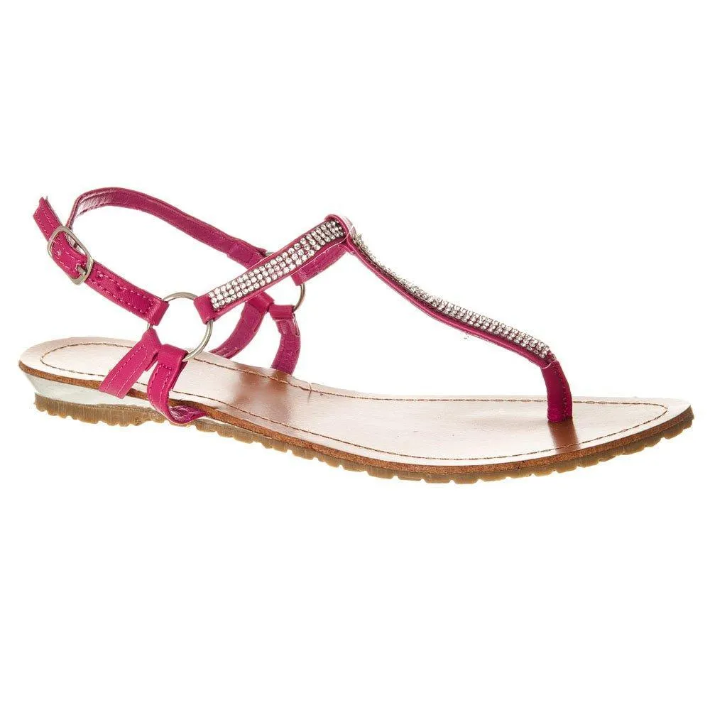 Kot Flat Ankle Strap Sandal With T-Bar