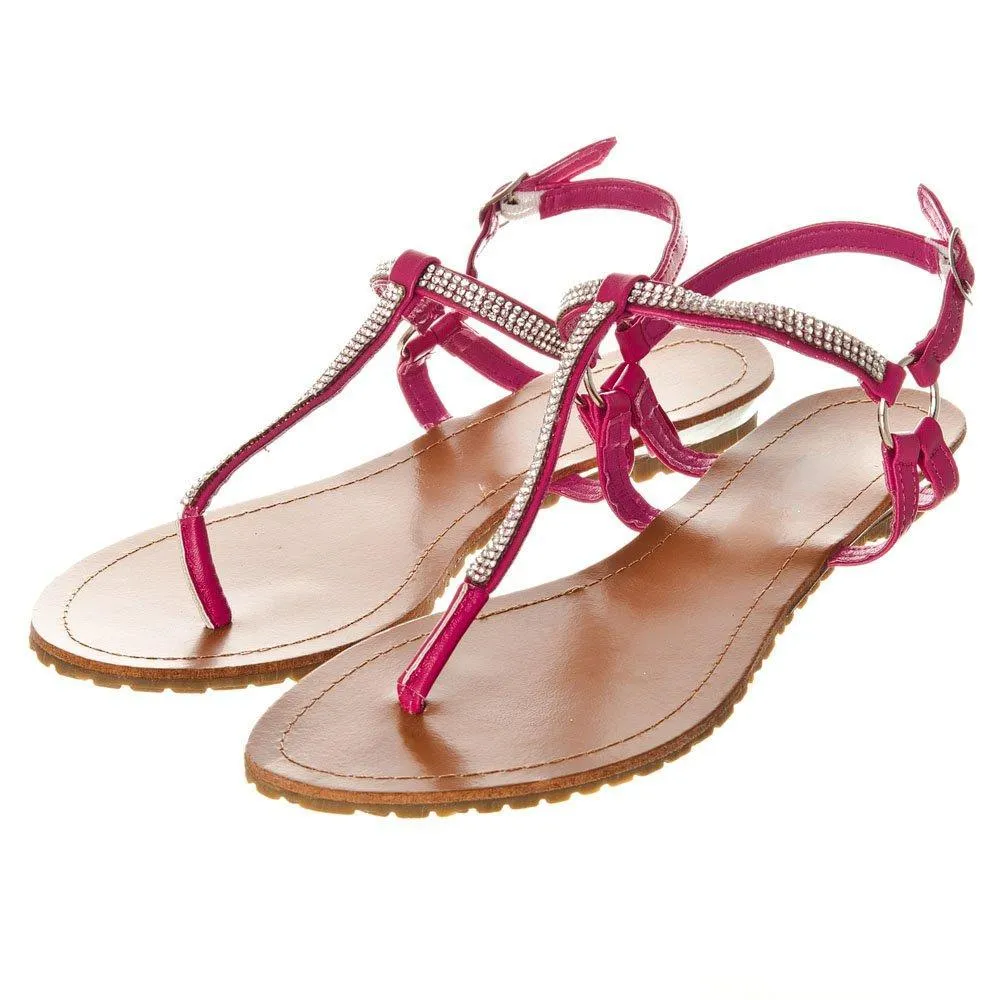 Kot Flat Ankle Strap Sandal With T-Bar