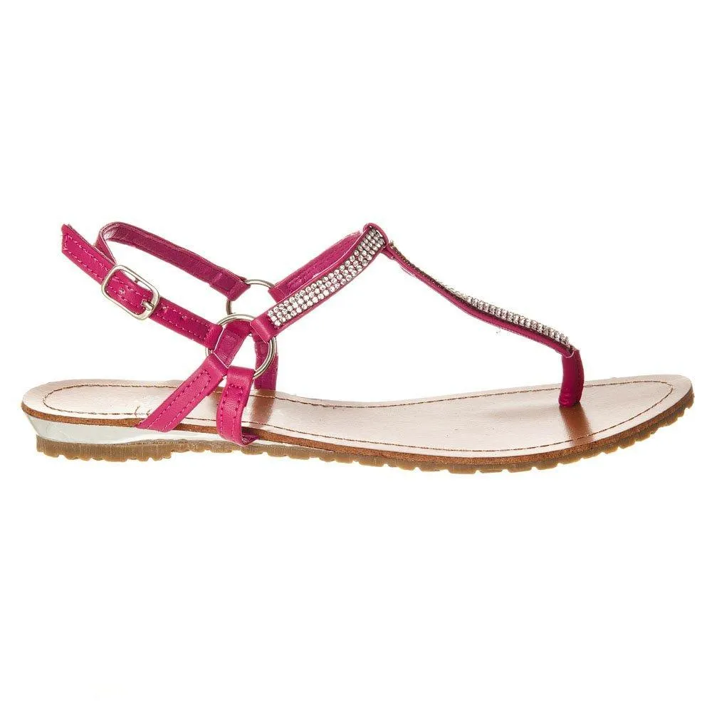 Kot Flat Ankle Strap Sandal With T-Bar