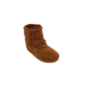 Minnetonka Kid's Double Fringe Side Zip Brown Boot