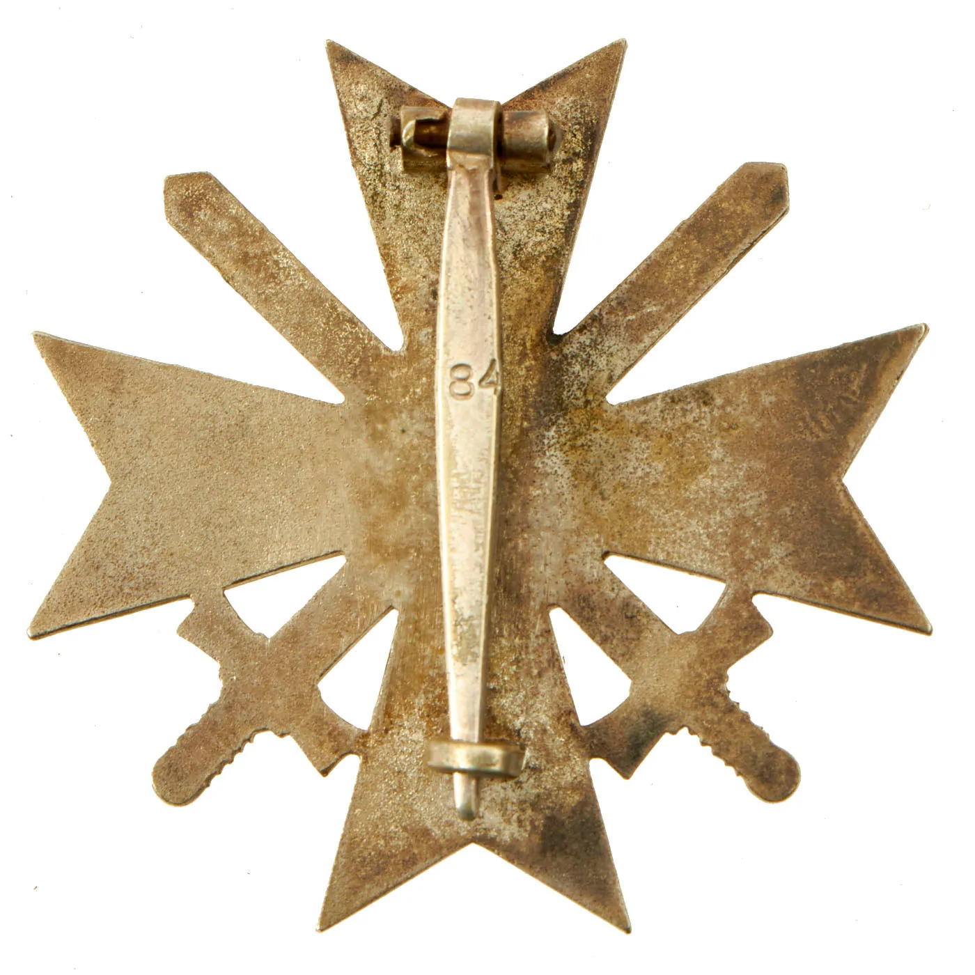 Original German WWII War Merit Cross KvK 1st Class with Swords by Carl Poellath - Pinback Version