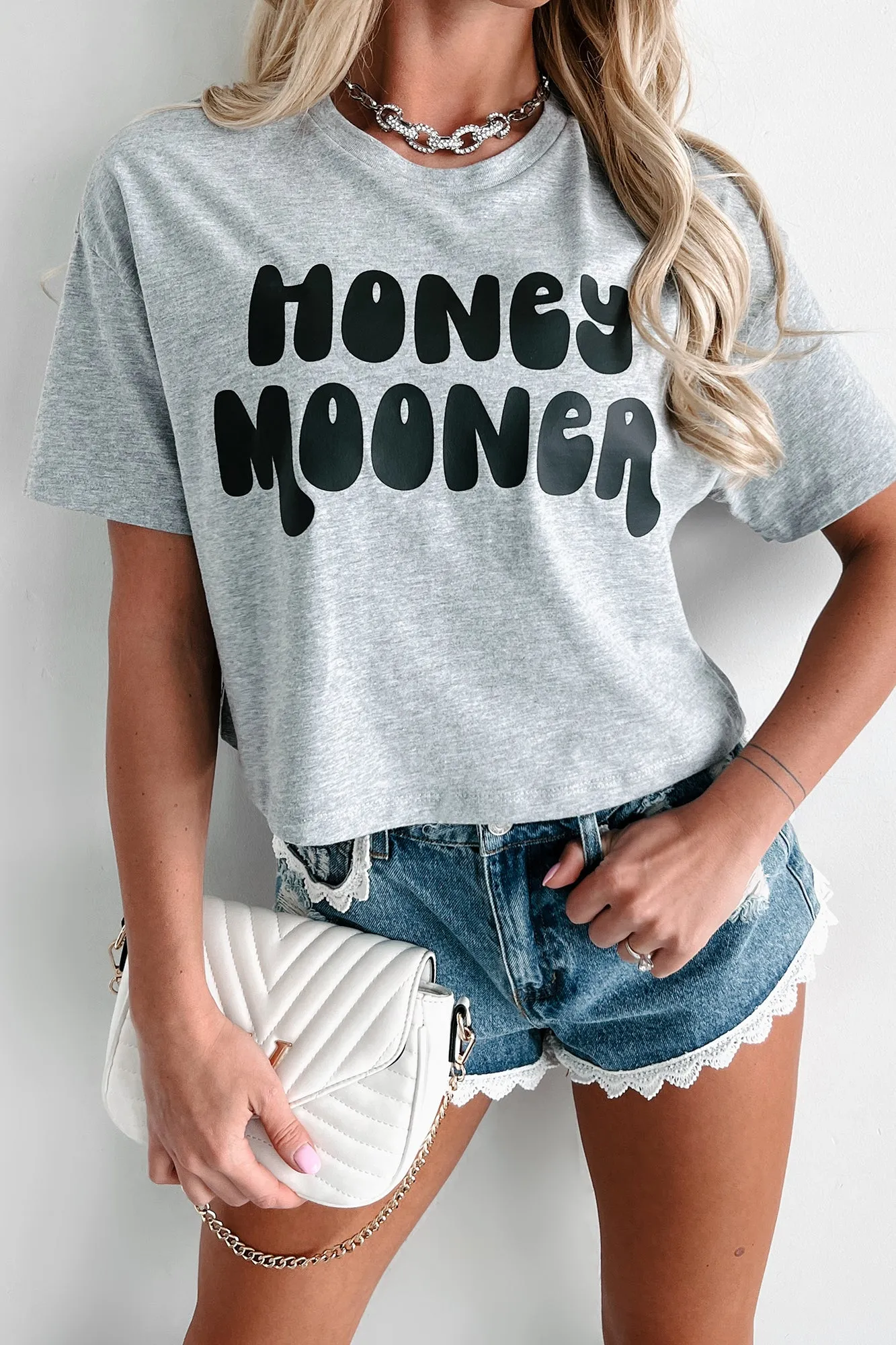 "Honeymooner" Graphic Crop Tee (Athletic Heather) - Print On Demand