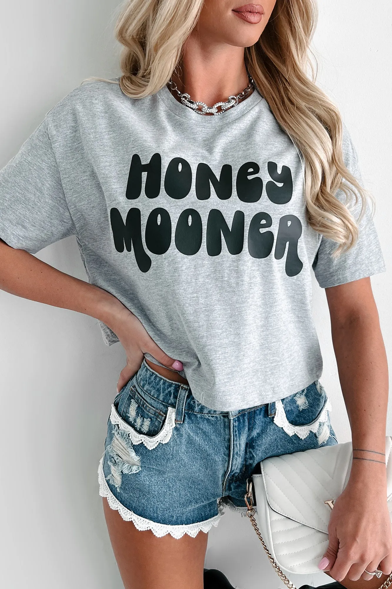 "Honeymooner" Graphic Crop Tee (Athletic Heather) - Print On Demand