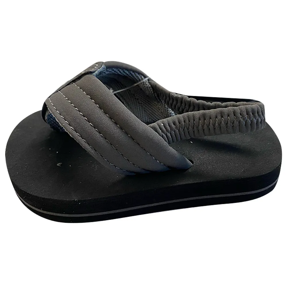 Rainbow The Grombow - Toddler Soft Rubber Top Sole with 1" Strap - Dark Grey Strap/Pinline Black