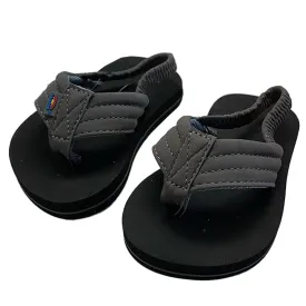 Rainbow The Grombow - Toddler Soft Rubber Top Sole with 1" Strap - Dark Grey Strap/Pinline Black