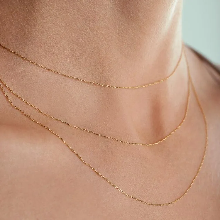 Real Gold 2C Curved Net Heart Necklace