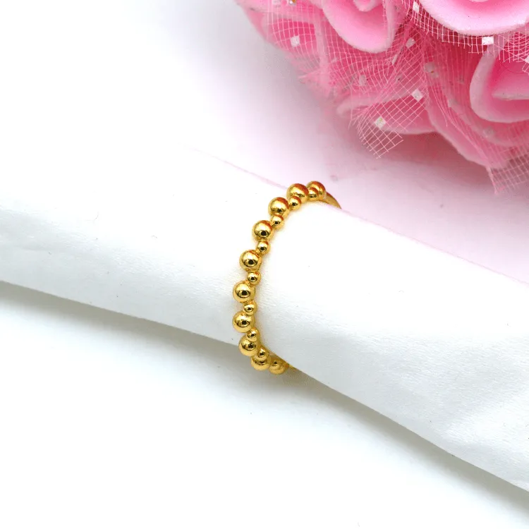 Real Gold Plain Bubble Beads Ring 6661 (SIZE 7.5) R2094