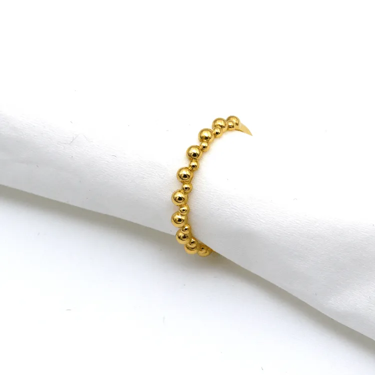 Real Gold Plain Bubble Beads Ring 6661 (SIZE 7.5) R2094