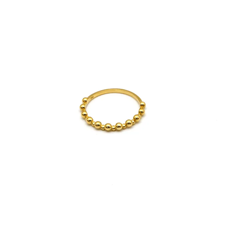 Real Gold Plain Bubble Beads Ring 6661 (SIZE 7.5) R2094