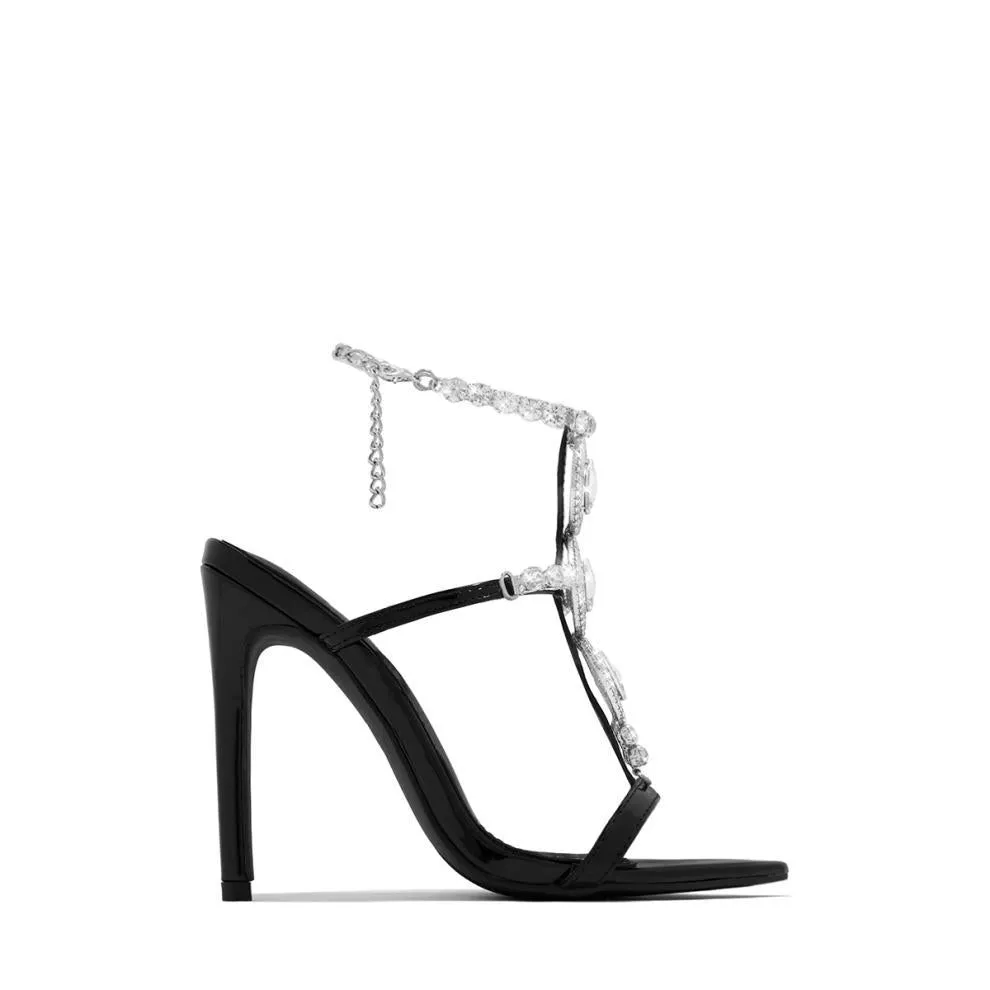 Rhinestone Diamond Stiletto Heel Open Toe Sandals