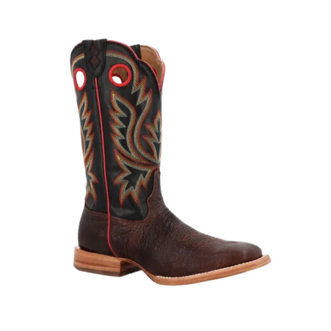 Rocky Boot Men's Durango Shrunken Bullhide Western Chestnut And Black Eclipse Boot