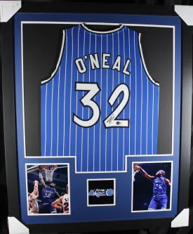 Shaquille O'Neal framed autographed blue jersey