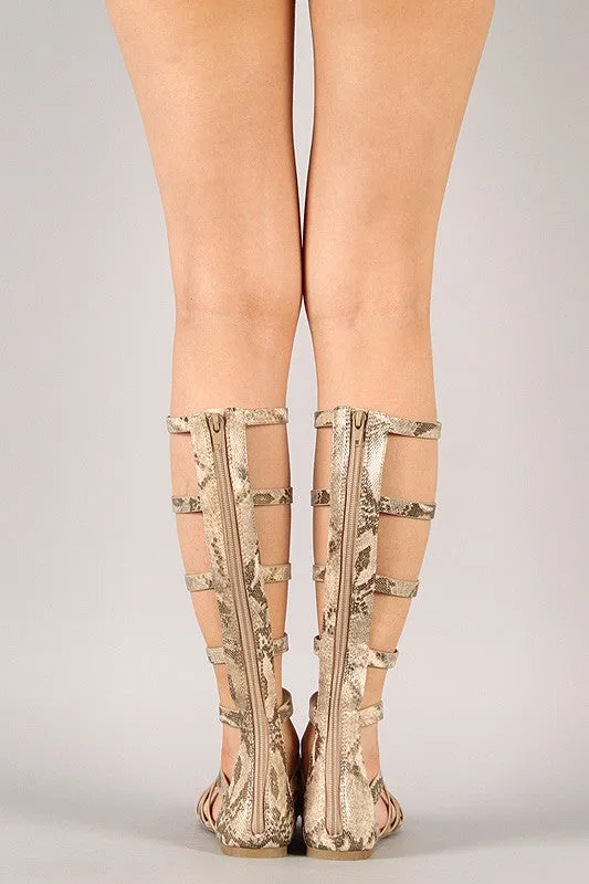 Soda Snake Strappy Gladiator Knee High Flat Sandal