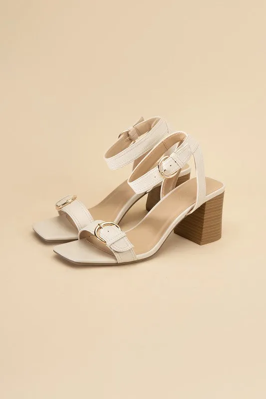 Treaty-S Open Toe Buckle Heeled Sandals