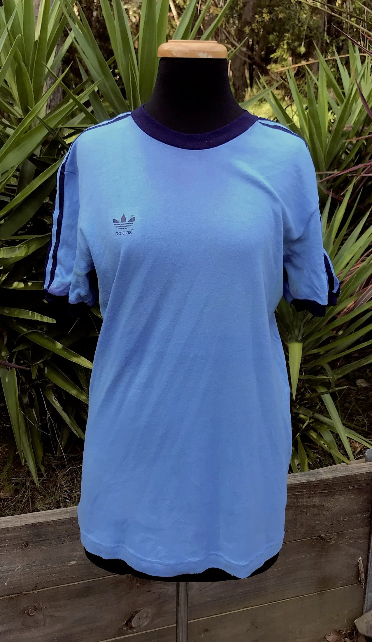 Vintage 1970s Adidas Ringer T-Shirt   #C292  FREE AUS POSTAGE