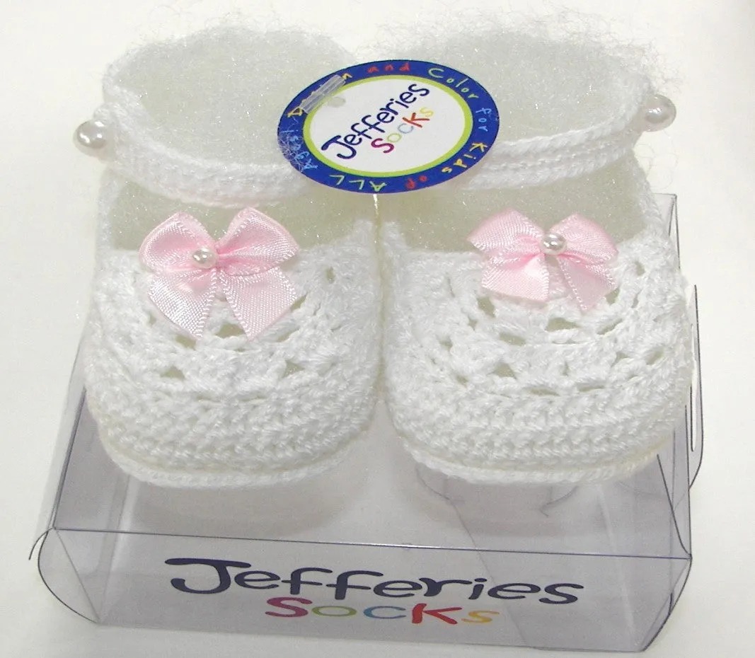 White Mary Jane Crochet Booties