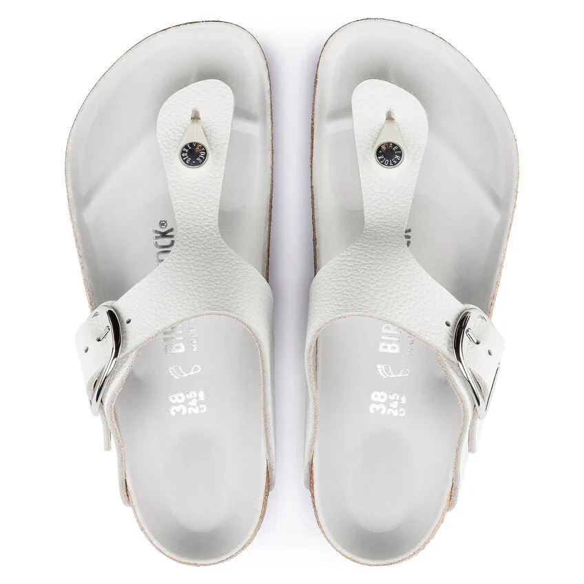 WOMEN'S BIRKENSTOCK GIZEH BIG BUCKLE SANDAL | WHITE LEATHER