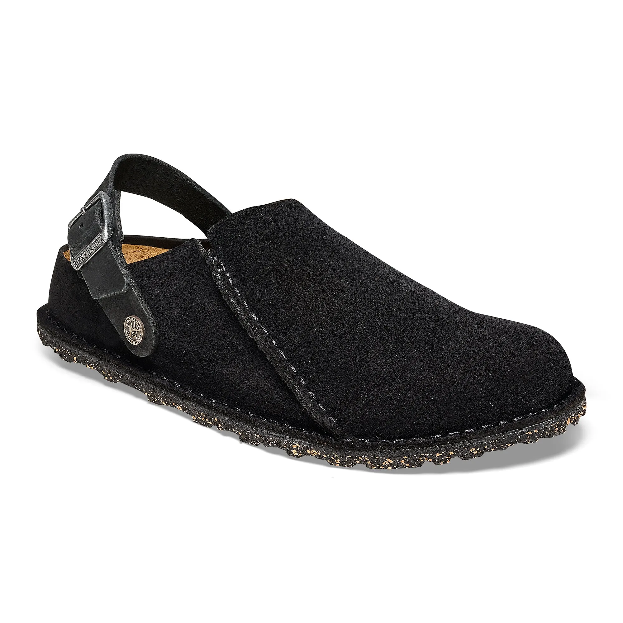 Women's Birkenstock Lutry Premium Suede Color: Black (MEDIUM/NARROW WIDTH)