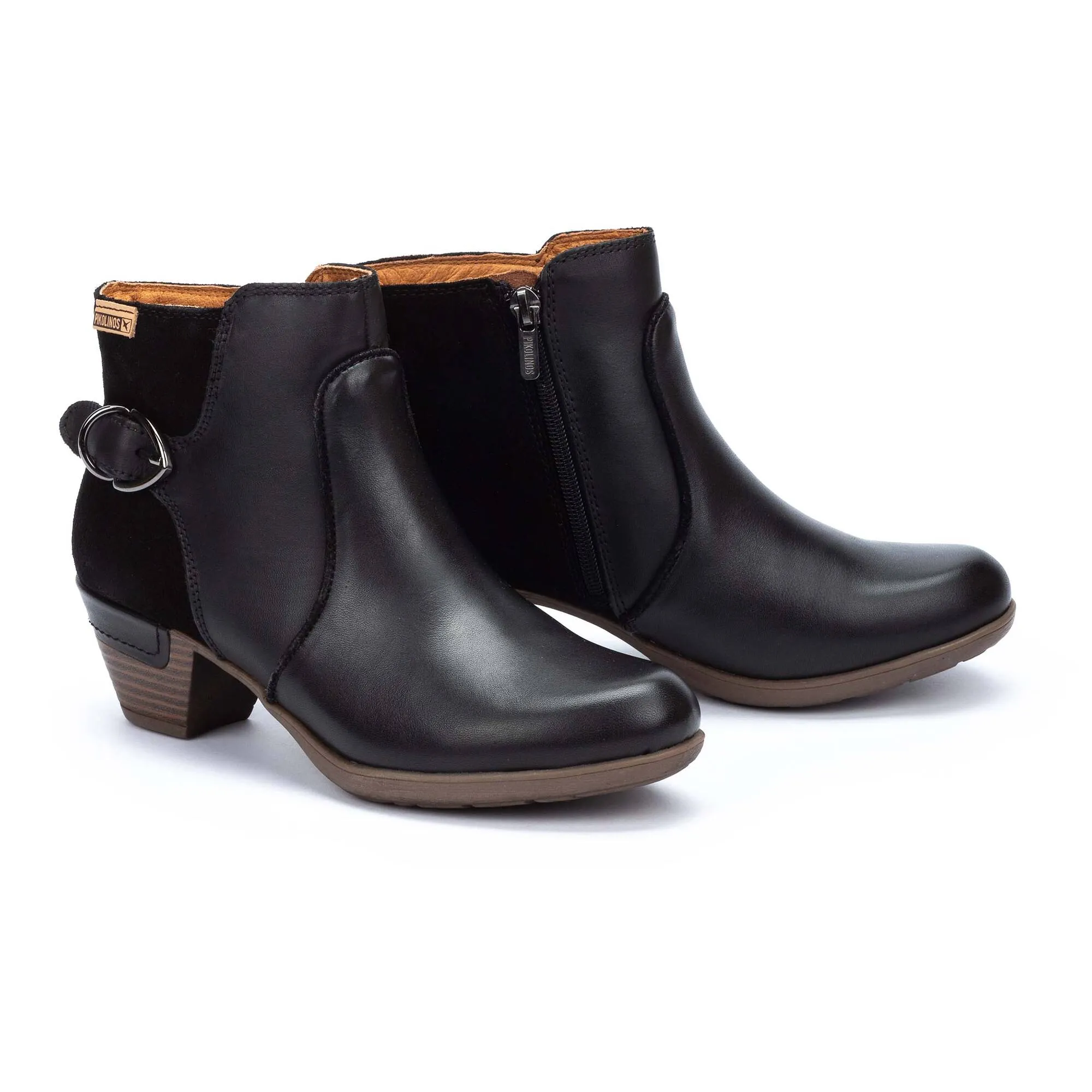 Women's Pikolinos Rotterdam Ankle Boots with Decorative Buckle Color: Black