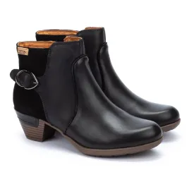 Women's Pikolinos Rotterdam Ankle Boots with Decorative Buckle Color: Black